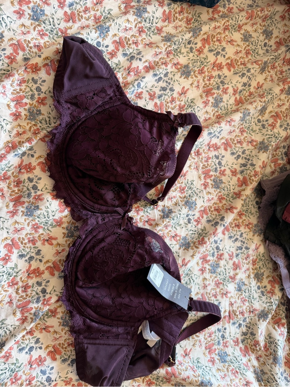 Cacique Deep Plum Lace Underwire Bra